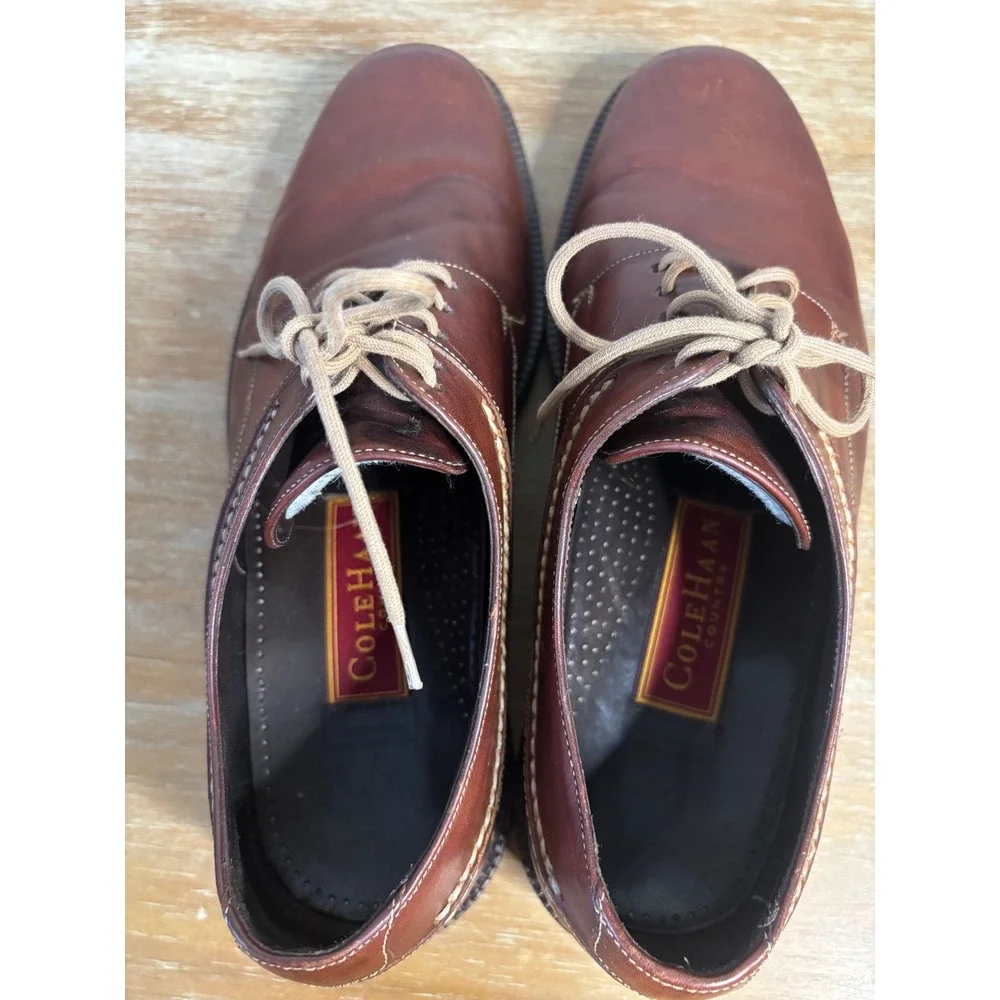 Cole Haan Country Mens Brown Leather‎ Derby Shoes Oxfords Contrast Stitch 9.5 D